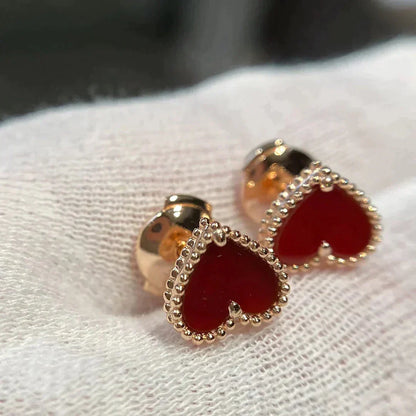 [Mystic]HEART CARNELIAN STUD EARRINGS