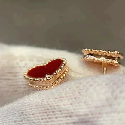 [Mystic]HEART CARNELIAN STUD EARRINGS