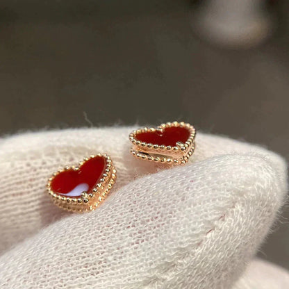 [Mystic]HEART CARNELIAN STUD EARRINGS