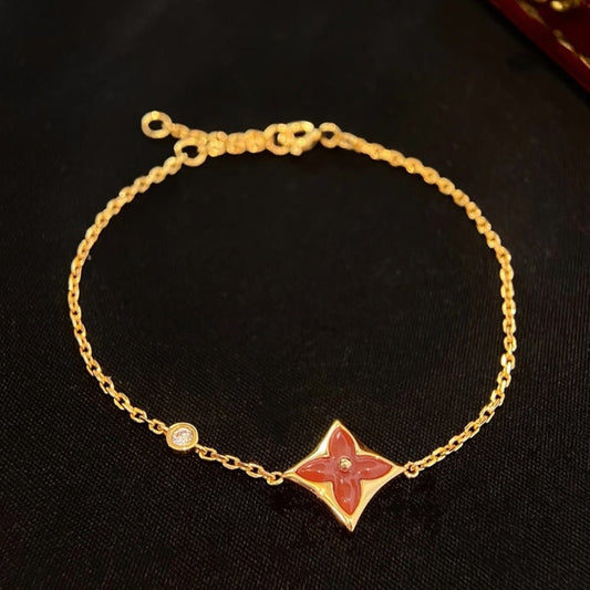 [Mystic]COLOR STAR CARNELIAN PINK GOLD DIAMOND BRACELET