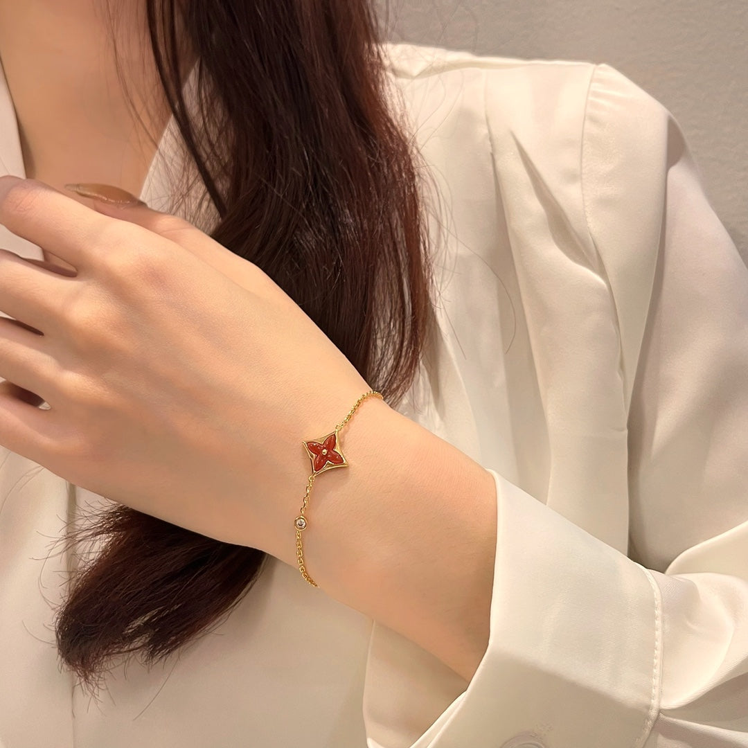 [Mystic]COLOR STAR CARNELIAN PINK GOLD DIAMOND BRACELET