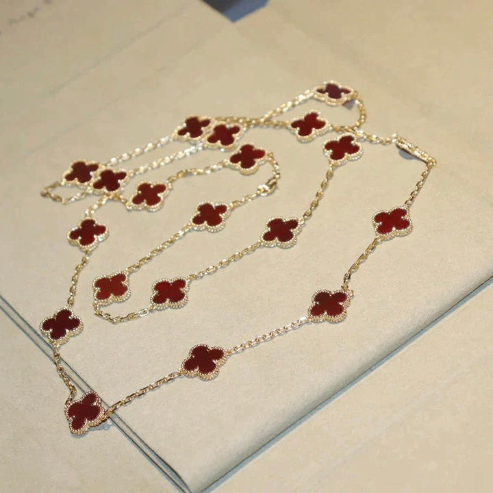 [Mystic]CLOVER 20 MOTIFS CARNELIAN NECKLACE