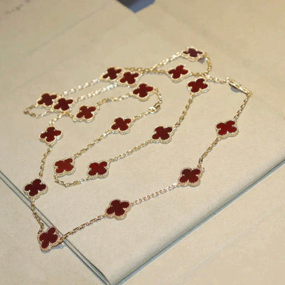[Mystic]CLOVER 20 MOTIFS CARNELIAN NECKLACE