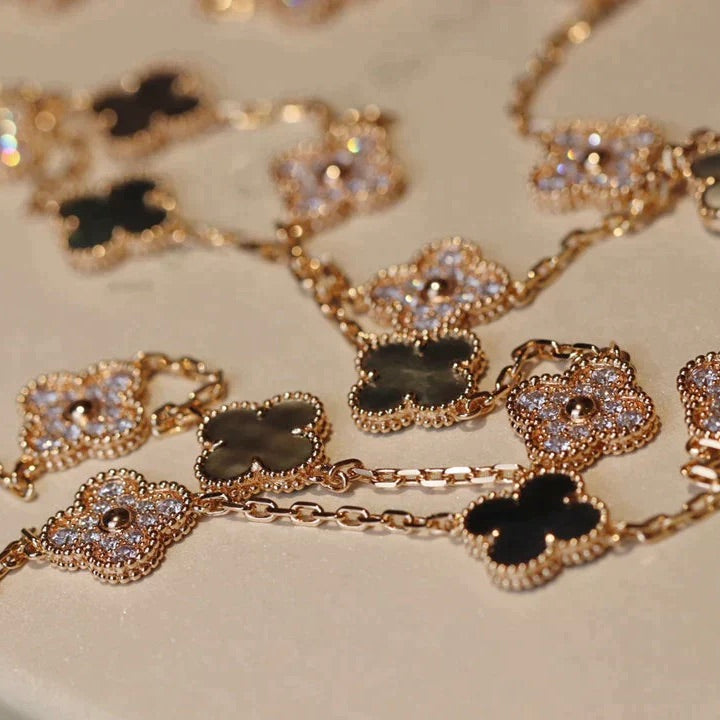 [Mystic Crown]CLOVER 20 MOTIFS DARK MOP DIAMOND  NECKLACE