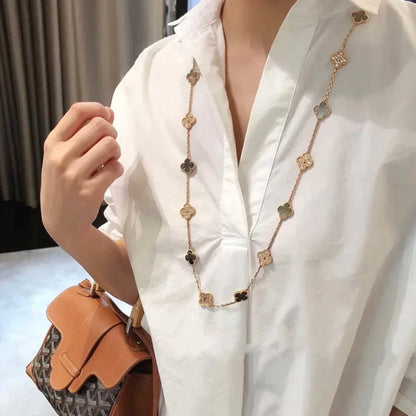 [Mystic]CLOVER 20 MOTIFS DARK MOP DIAMOND  NECKLACE