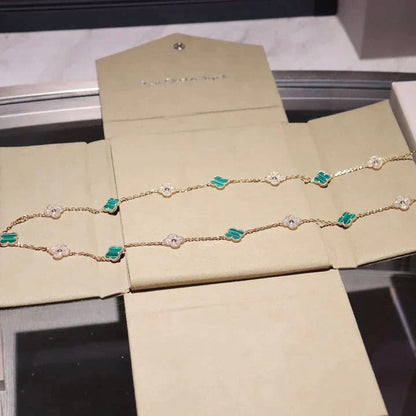 [Mystic]CLOVER 20 MOTIFS MALACHITE DIAMOND NECKLACE
