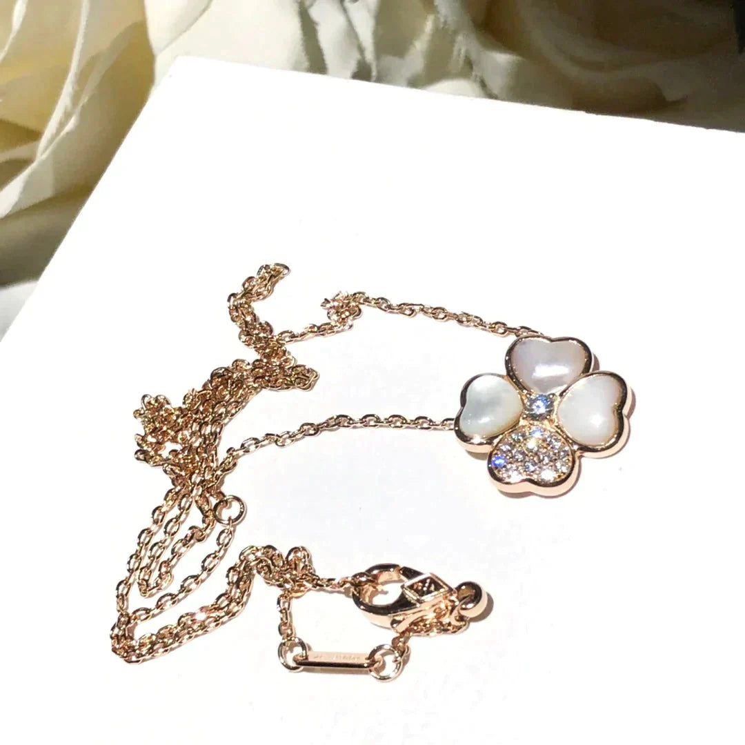 [Mystic]CLOVER MOP DIAMOND ROSE GOLD NECKLACE