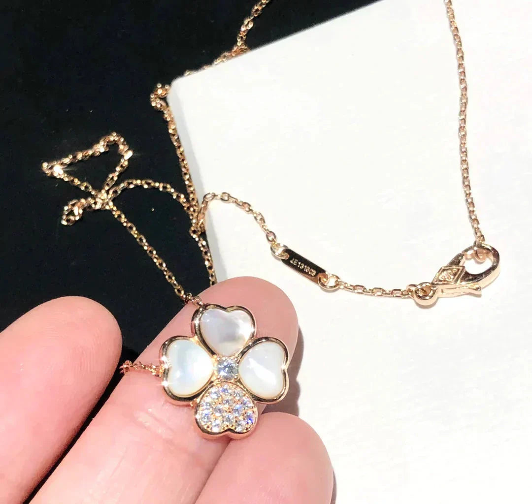 [Mystic]CLOVER MOP DIAMOND ROSE GOLD NECKLACE