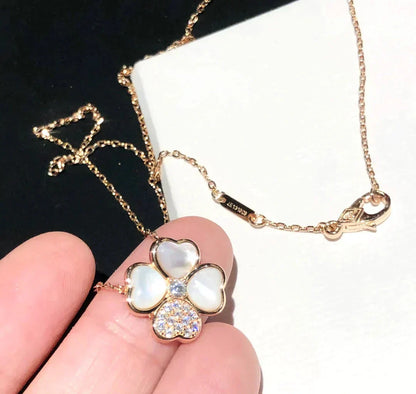[Mystic]CLOVER MOP DIAMOND ROSE GOLD NECKLACE