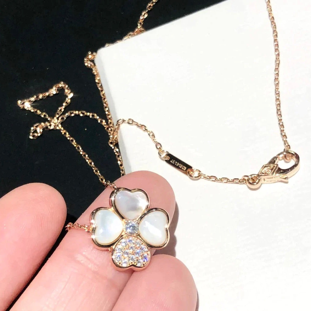 [Mystic]CLOVER MOP DIAMOND ROSE GOLD NECKLACE