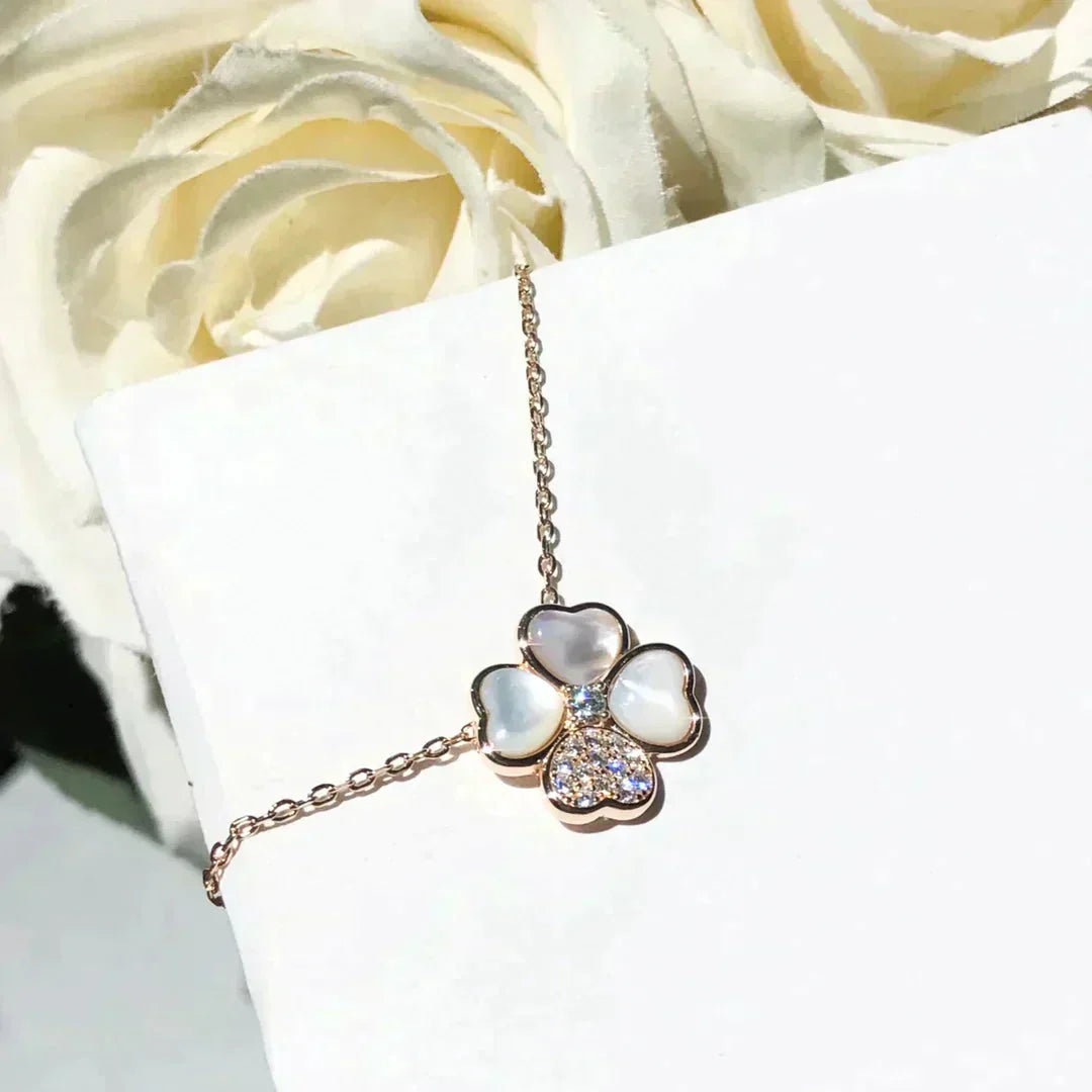 [Mystic]CLOVER MOP DIAMOND ROSE GOLD NECKLACE
