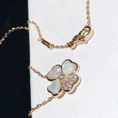 [Mystic]CLOVER MOP DIAMOND ROSE GOLD NECKLACE