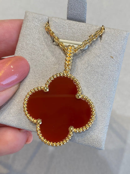 [Mystic]CLOVER 25MM NECKLACE GOLD CARNELIAN
