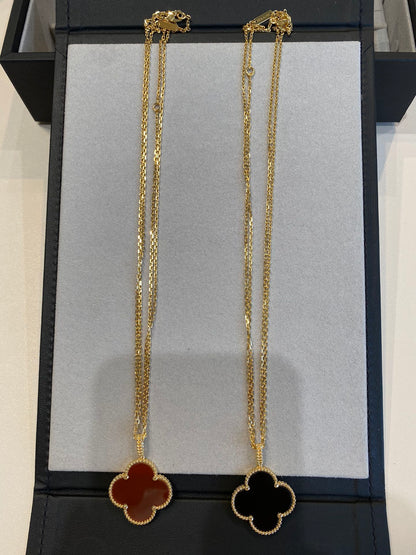 [Mystic]CLOVER 25MM NECKLACE GOLD CARNELIAN