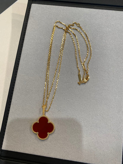 [Mystic]CLOVER 25MM NECKLACE GOLD CARNELIAN