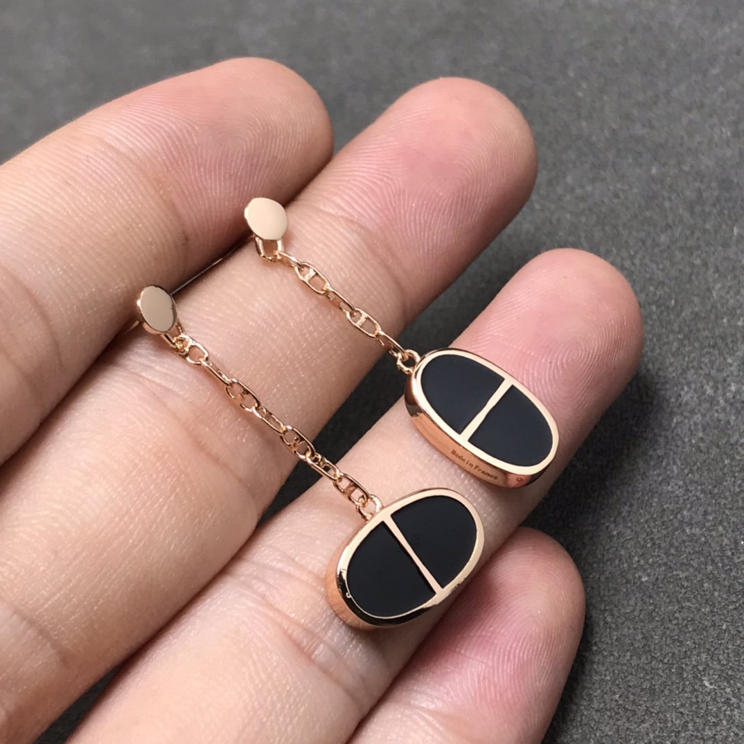 [Mystic]CHAINE VERSO BLACK CERAMIC SILVER EARRINGS