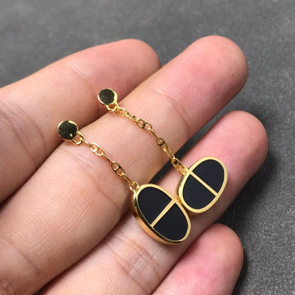 [Mystic]CHAINE VERSO BLACK CERAMIC SILVER EARRINGS