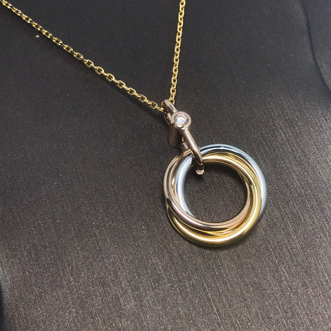 [Mystic]TRINITY SILVER GOLD PINK GOLD NECKLACE