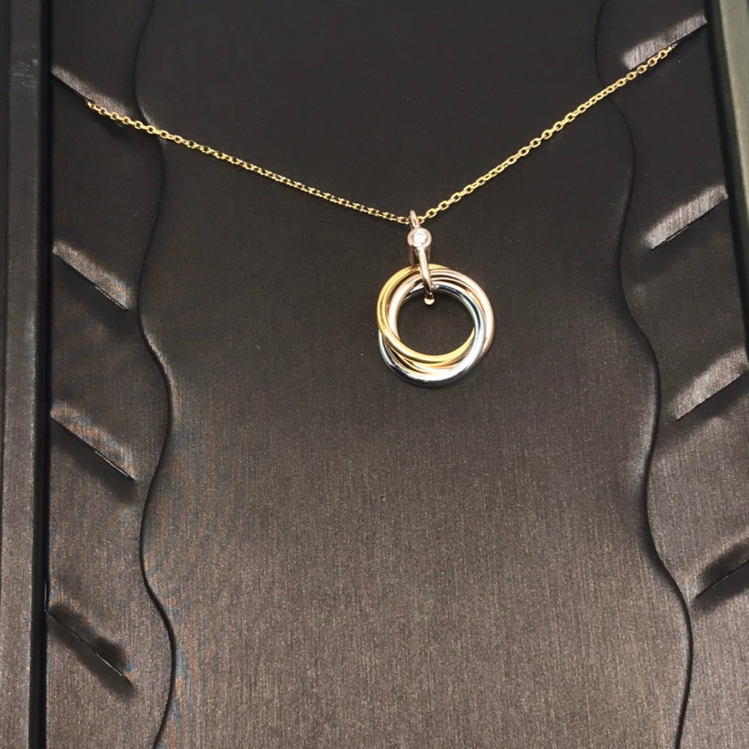 [Mystic]TRINITY SILVER GOLD PINK GOLD NECKLACE