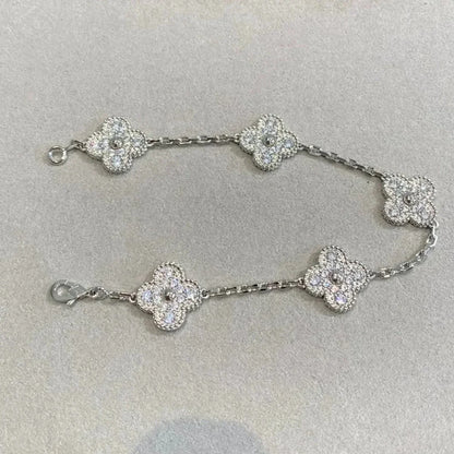 [Mystic]CLOVER 5 MOTIFS  DIAMOND BRACELET SILVER