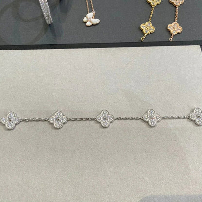 [Mystic Crown]CLOVER 5 MOTIFS  DIAMOND BRACELET SILVER