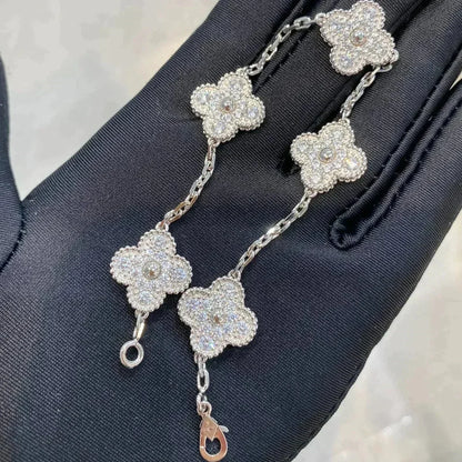 [Mystic Crown]CLOVER 5 MOTIFS  DIAMOND BRACELET SILVER