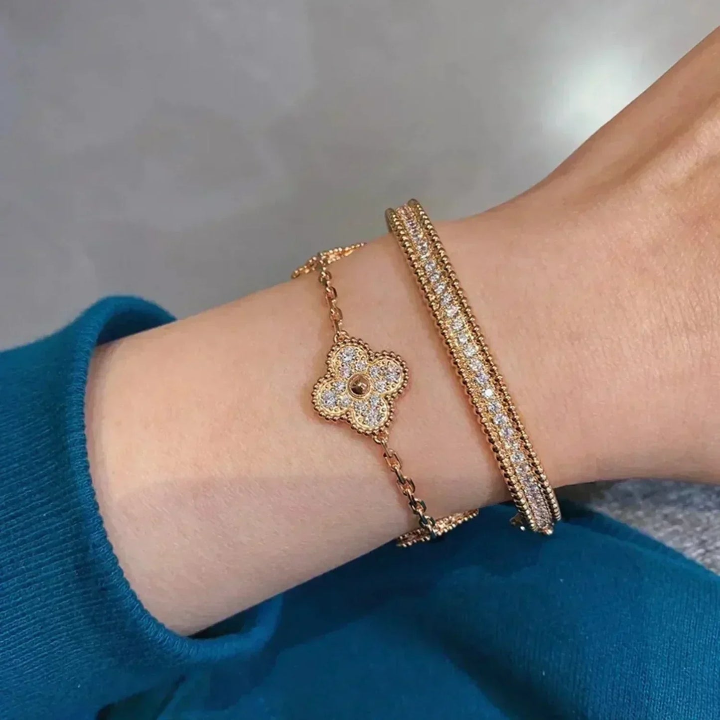 [Mystic]CLOVER 5 MOTIFS  FULL DIAMOND BRACELET