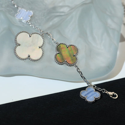 [Mystic Crown]CLOVER BRACELET 5 MOTIFS MOP CHALCEDONY SILVER
