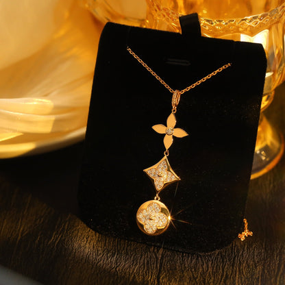 [Mystic]STAR AND SUN DIAMOND PINK GOLD NECKLACE