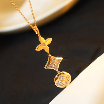 [Mystic]STAR AND SUN DIAMOND PINK GOLD NECKLACE