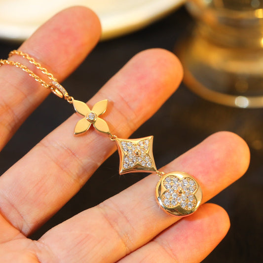[Mystic]STAR AND SUN DIAMOND PINK GOLD NECKLACE