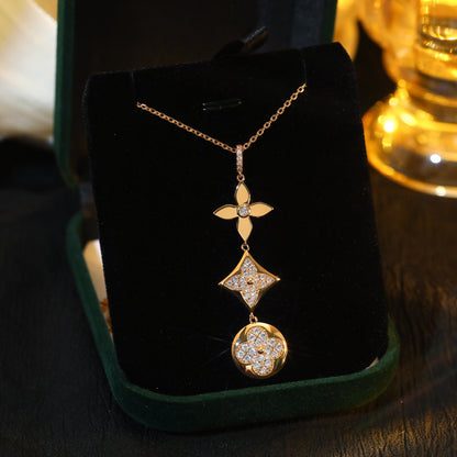 [Mystic]STAR AND SUN DIAMOND PINK GOLD NECKLACE