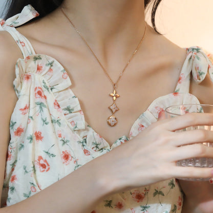 [Mystic]STAR AND SUN DIAMOND PINK GOLD NECKLACE