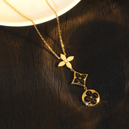 [Mystic]STAR AND SUN ONYX PINK GOLD NECKLACE