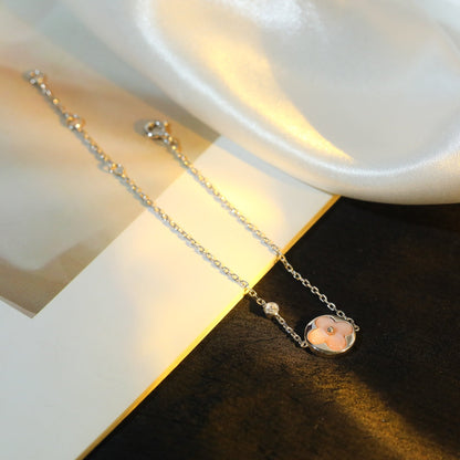 [Mystic Crown]SUN MOTIF PINK MOP SILVER BRACELET