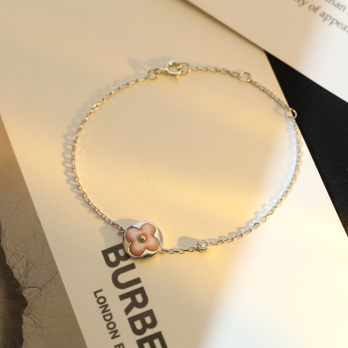[Mystic]SUN MOTIF PINK MOP SILVER BRACELET
