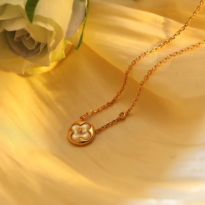 [Mystic]SUN PEDANT PINK GOLD 1 DIAMOND NECKLACE