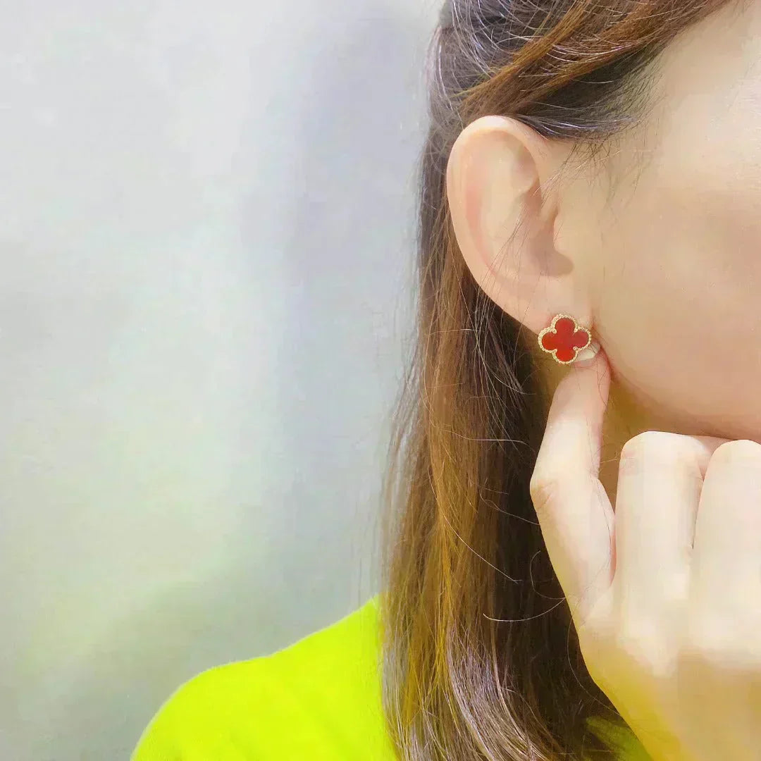 [Mystic]CLOVER MEDIUM 1 MOTIFS CARNELIAN  EARRINGS