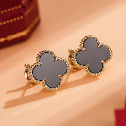 [Mystic]CLOVER MEDIUM 1 MOTIFS  ONYX STUD EARRINGS