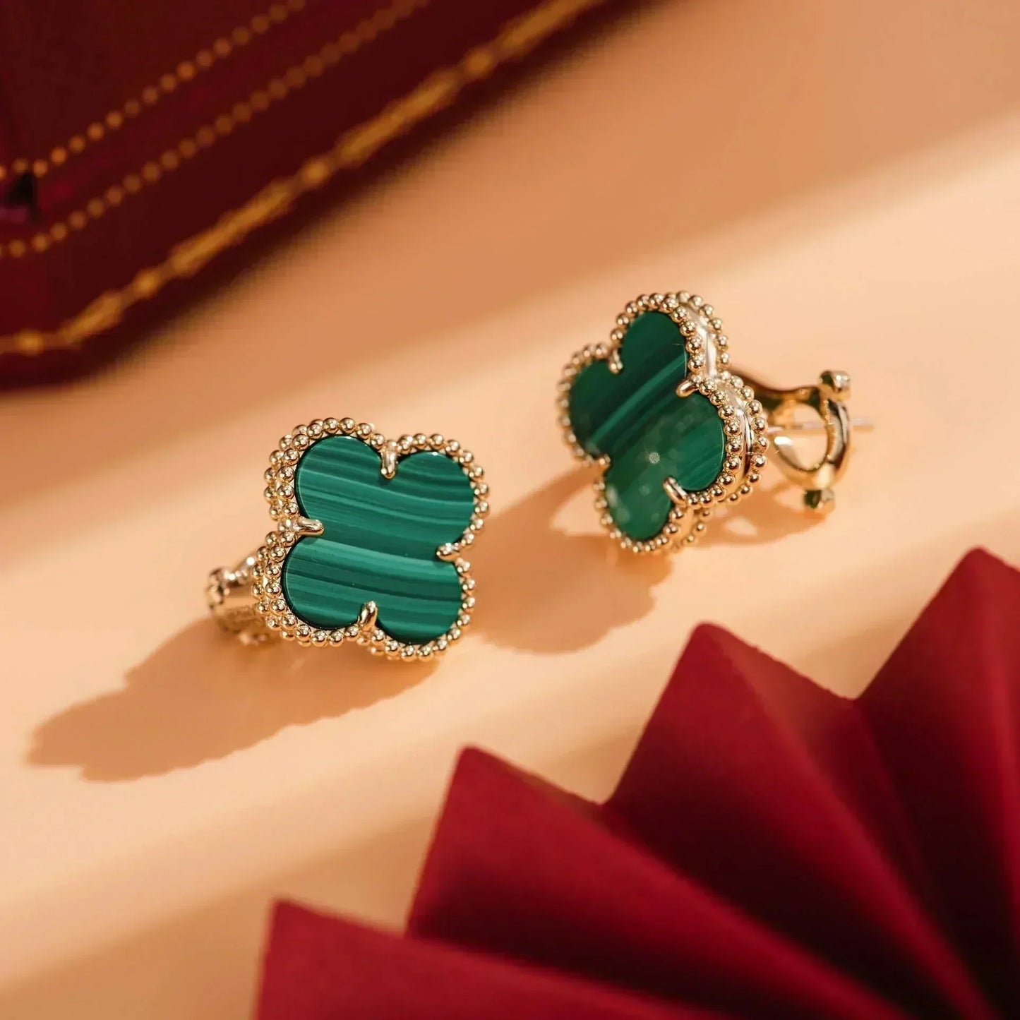 [Mystic Crown]CLOVER MEDIUM 1 MOTIFS MALACHITE  EARRINGS