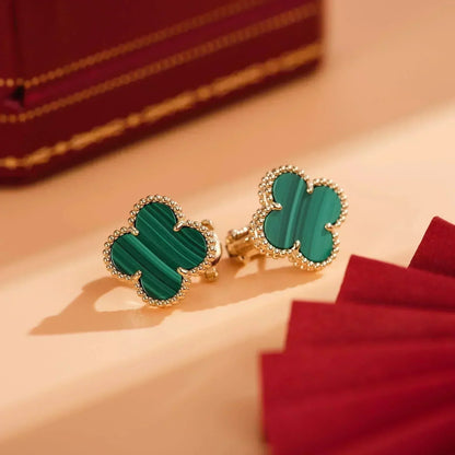 [Mystic Crown]CLOVER MEDIUM 1 MOTIFS MALACHITE  EARRINGS