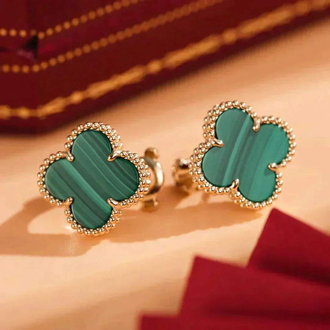 [Mystic Crown]CLOVER MEDIUM 1 MOTIFS MALACHITE  EARRINGS