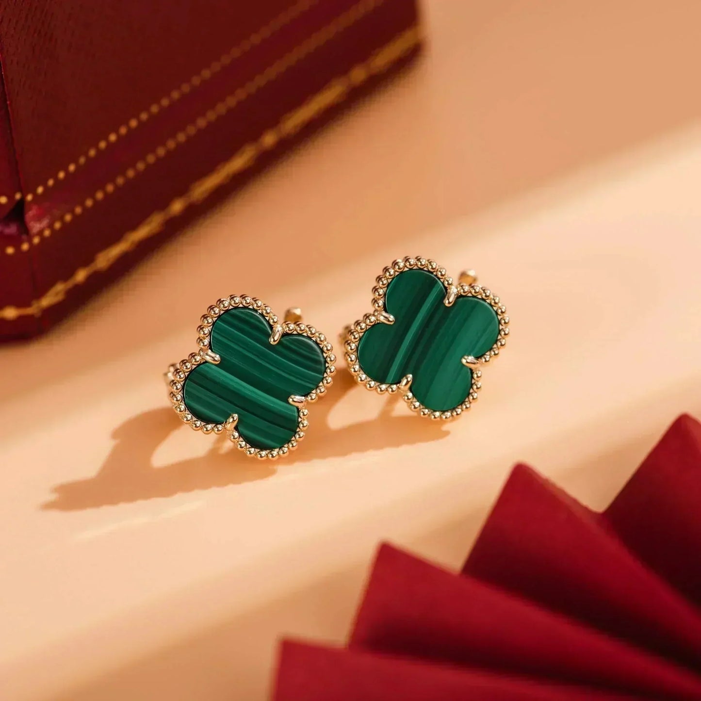 [Mystic Crown]CLOVER MEDIUM 1 MOTIFS MALACHITE  EARRINGS