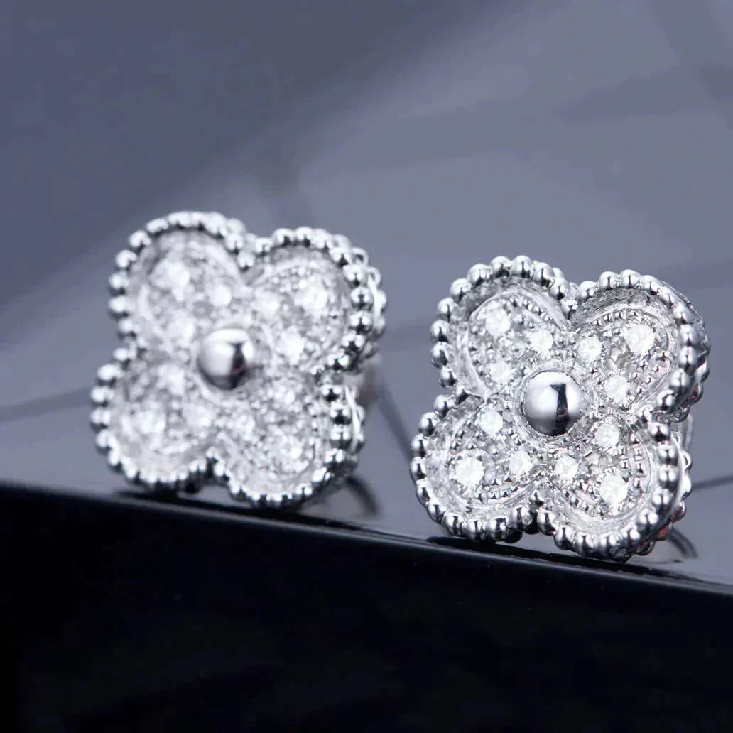 [Mystic]CLOVER 1 MOTIFS DIAMOND STUD EARRINGS SILVER