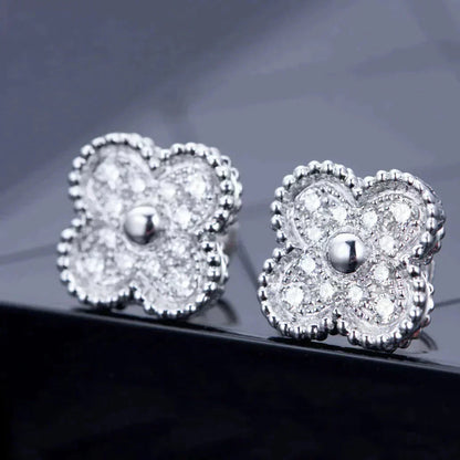 [Mystic]CLOVER 1 MOTIFS DIAMOND STUD EARRINGS SILVER