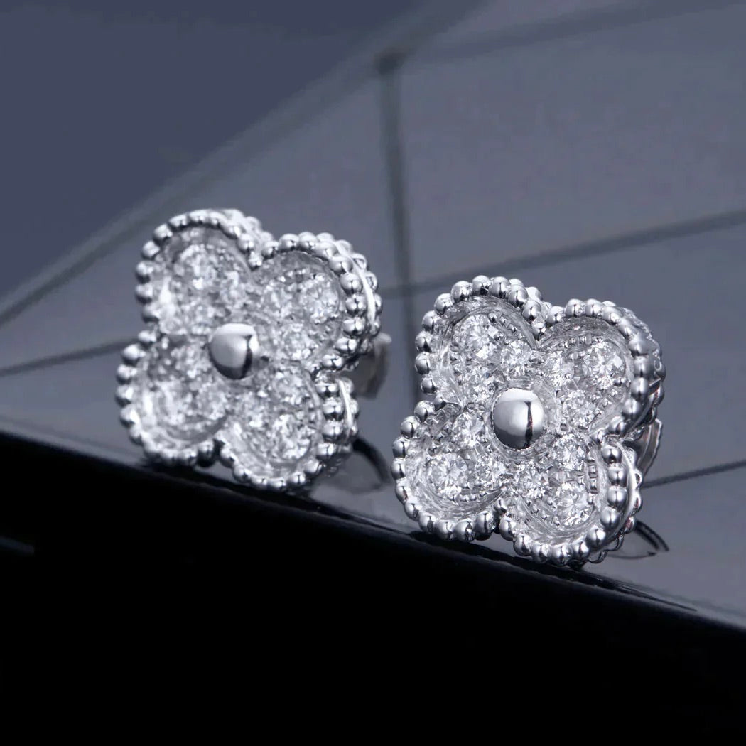 [Mystic]CLOVER 1 MOTIFS DIAMOND STUD EARRINGS SILVER