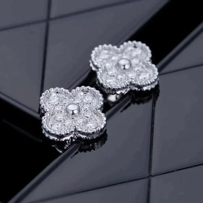 [Mystic]CLOVER 1 MOTIFS DIAMOND STUD EARRINGS SILVER