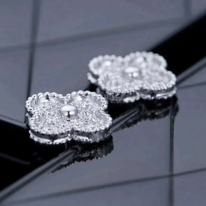 [Mystic]CLOVER 1 MOTIFS DIAMOND STUD EARRINGS SILVER