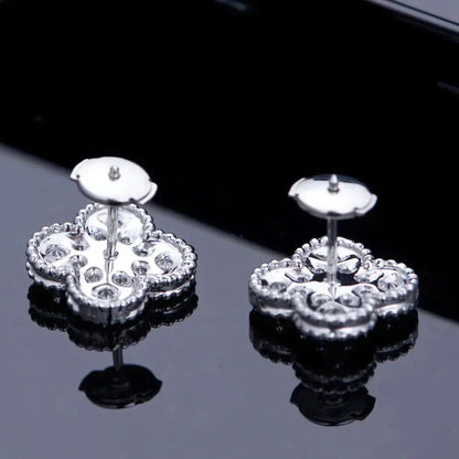 [Mystic]CLOVER 1 MOTIFS DIAMOND STUD EARRINGS SILVER