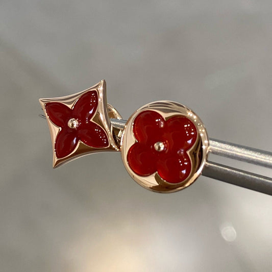 [Mystic]STAR AND SUN PINK GOLD CARNELIAN STUD EARRINGS